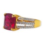 Beautiful Gold Ring in Zerkons and Amazing Ruby with Beautiful Design for Ladies